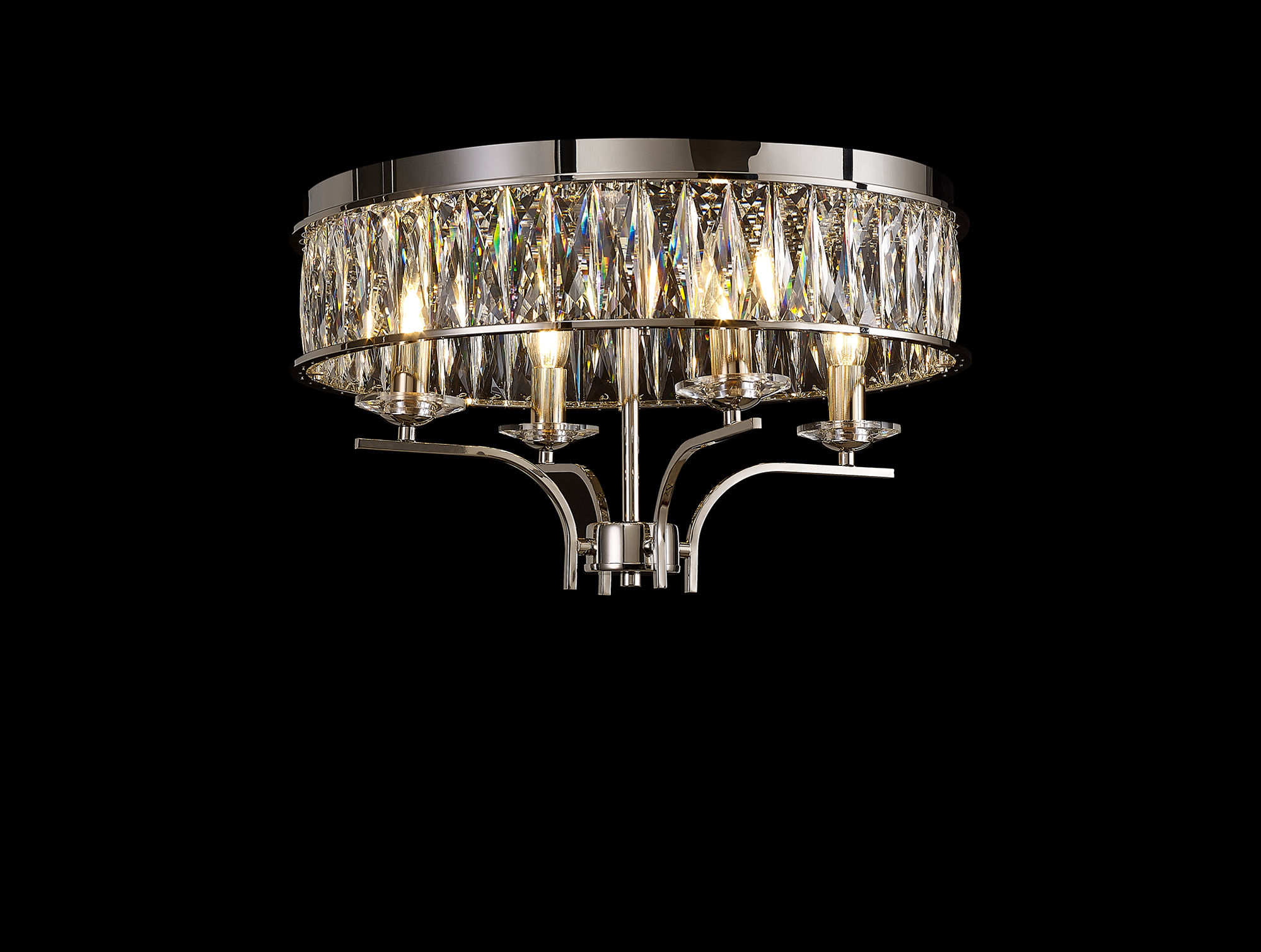 Vivienne Polished Nickel Crystal Ceiling Lights Diyas Flush Crystal Fittings